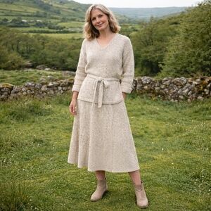 Vintage Pallas 2 Piece Set Women’s Small to Medium Hand knit Irish linen 70s L